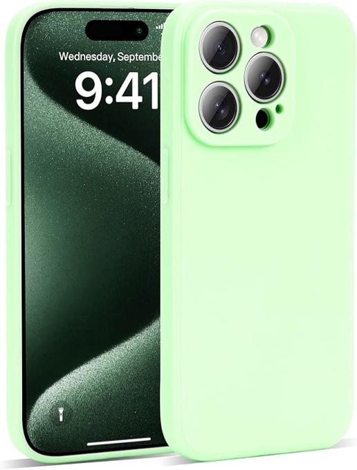 PureVigor Compatible with iPhone 15 Pro case, Liquid Silicone Case Dust Protection Light Slim Thin Soft Lens Protection Phone Case for iPhone 15 Pro Case 6.1 inch for Men and Women - Green