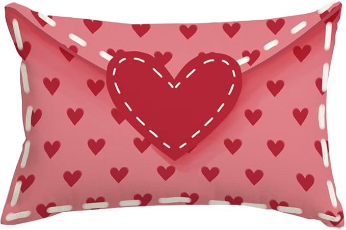 RABUSOFA Pink Valentines Day Pillow Covers 12x20 Inch,Love Heart Valentine's Day Decor Pillow Decorative Throw Pillows,Velvet Farmhouse Valentine Holiday Decorations Cushion case for Couch Home(26)