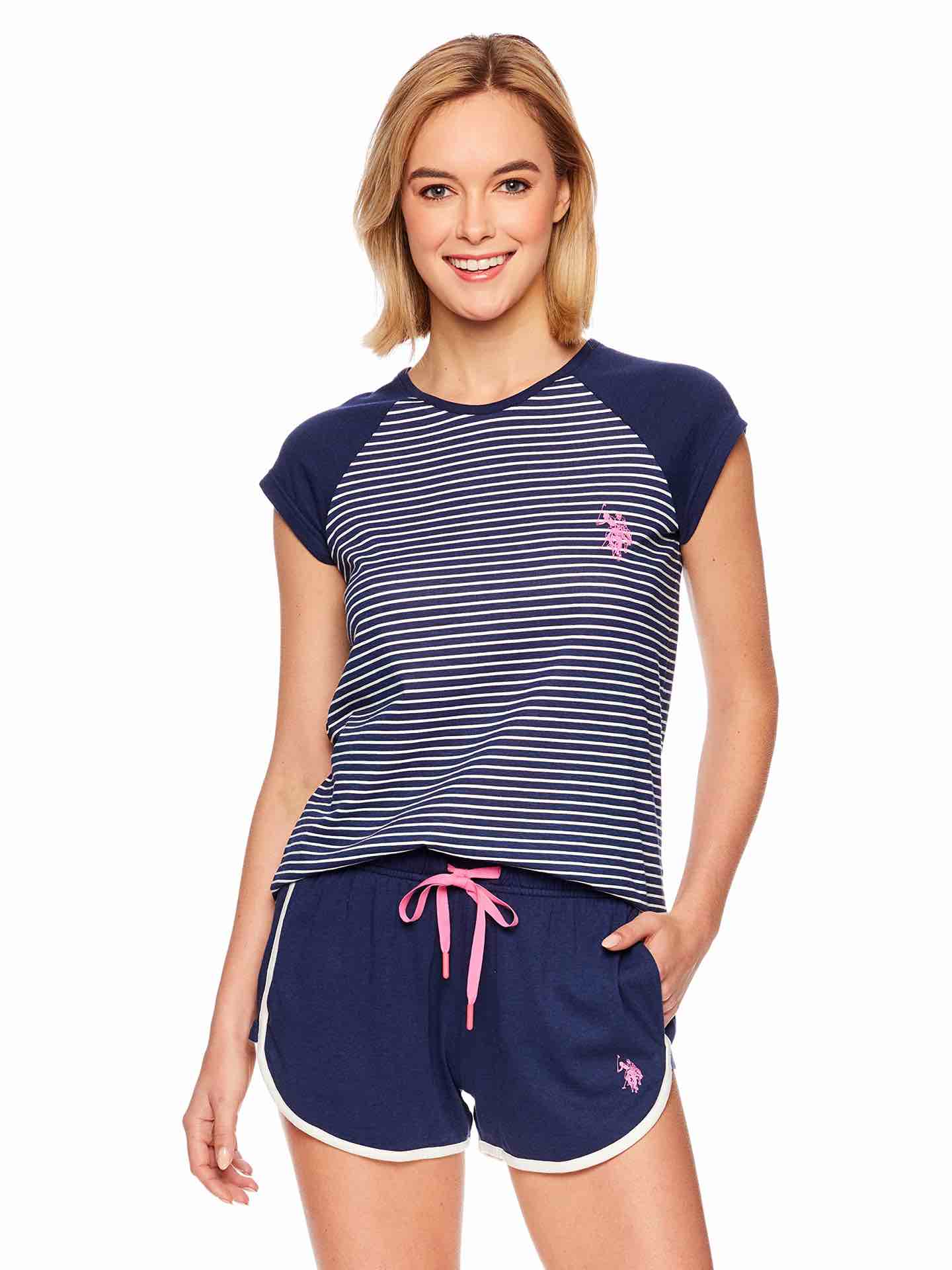 (Charcoal, 3X-Large) U.S. Polo Assn. Womens Plus Size Pajama Set - Logo PJ Set for Women with Tee and Shorts - Lounge Set
