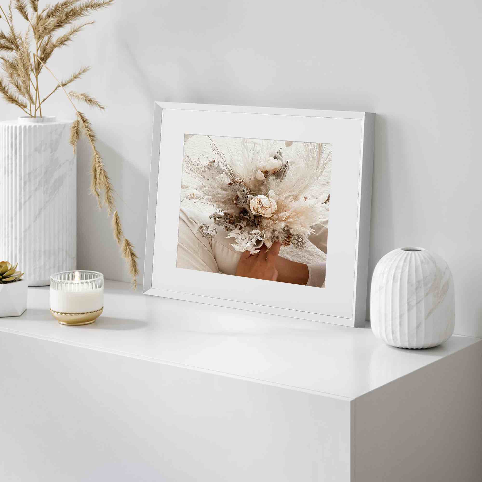 White Metal Picture Frame 12x16, 12 x 16 Photo Frame Aluminum in White with Tempered Real Glass, 12x16 Picture Frame with Mat for 9x12, 12 x 16 Inch Poster Frames Art Frames, 3 Pack