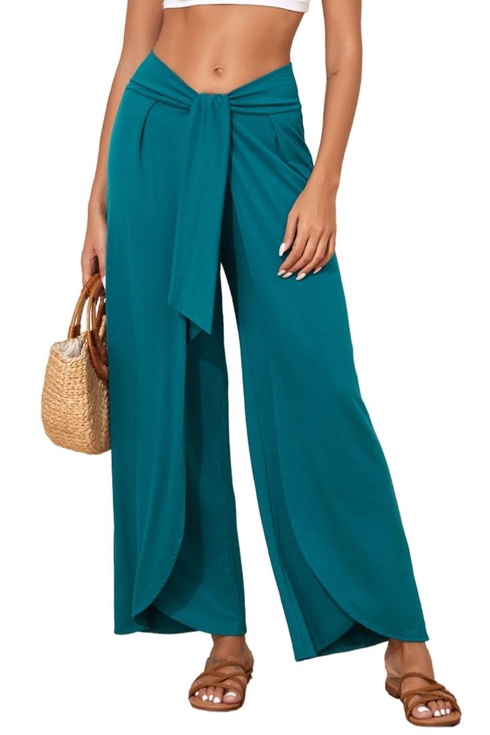 (Small) Herseas Women's Brown Beach Pants, Wide Leg, High Waist, Palazzo, Size 25 Inches