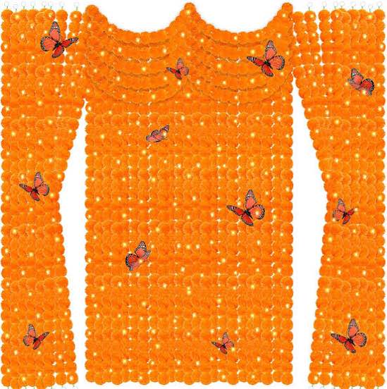 20 pcs 5ft Marigold Garland Long Strands Orange Artificial Marigold Flowers Garland with Butterfly for Diwali Traditional Indian Bush Floral Themed Party Wedding Backdrop Decor