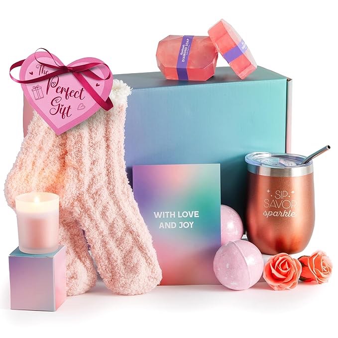 Home Spa Self Care Package Gift Set for Women - Christmas and Birthday Gift Ideas - Pampering Essentials Basket - Secret Santa
