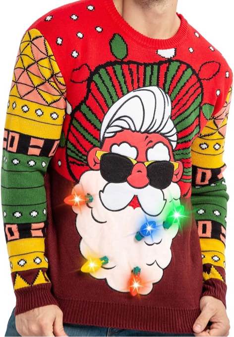 (Medium) JOYIN Men's LED Light Up Christmas Ugly Sweater, Holiday Ugly Christmas Sweater with Built-in Light Bulbs