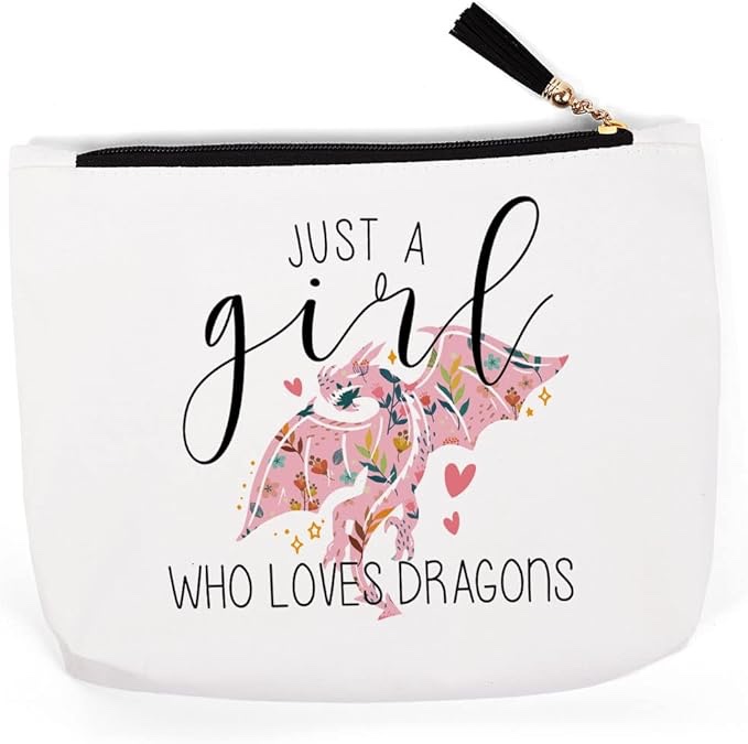 Dragon Gifts for Dragon Lovers, Dragon Stuff Merch Decor, Dragon Gifts for Women Women, Christmas Birthday for Dragon Lovers, Crazy Dragon Makeup Bag ?Just A Women Who Loves Dragons