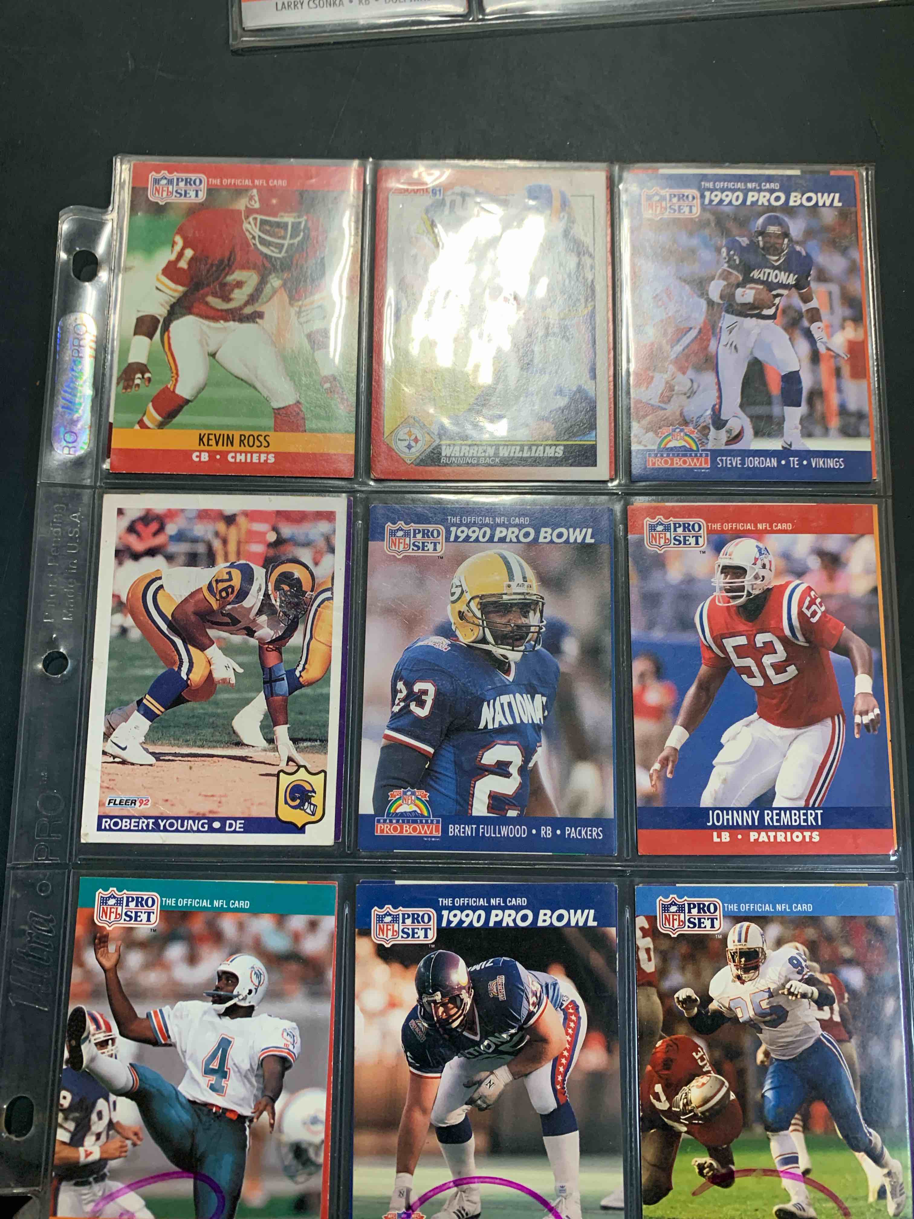 1 page of 90s football cards (18 total)