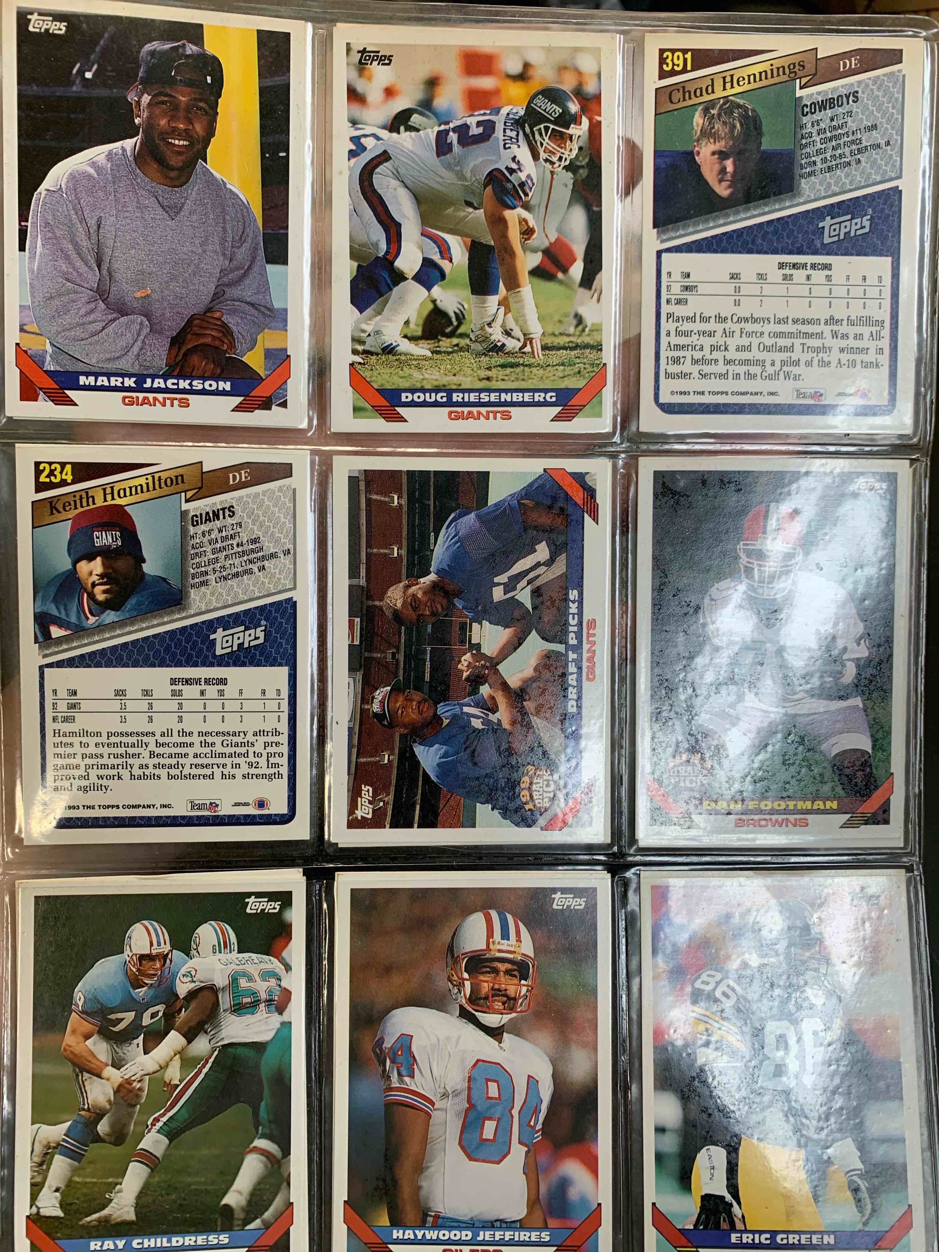 1 page of 90s football cards (15 total)