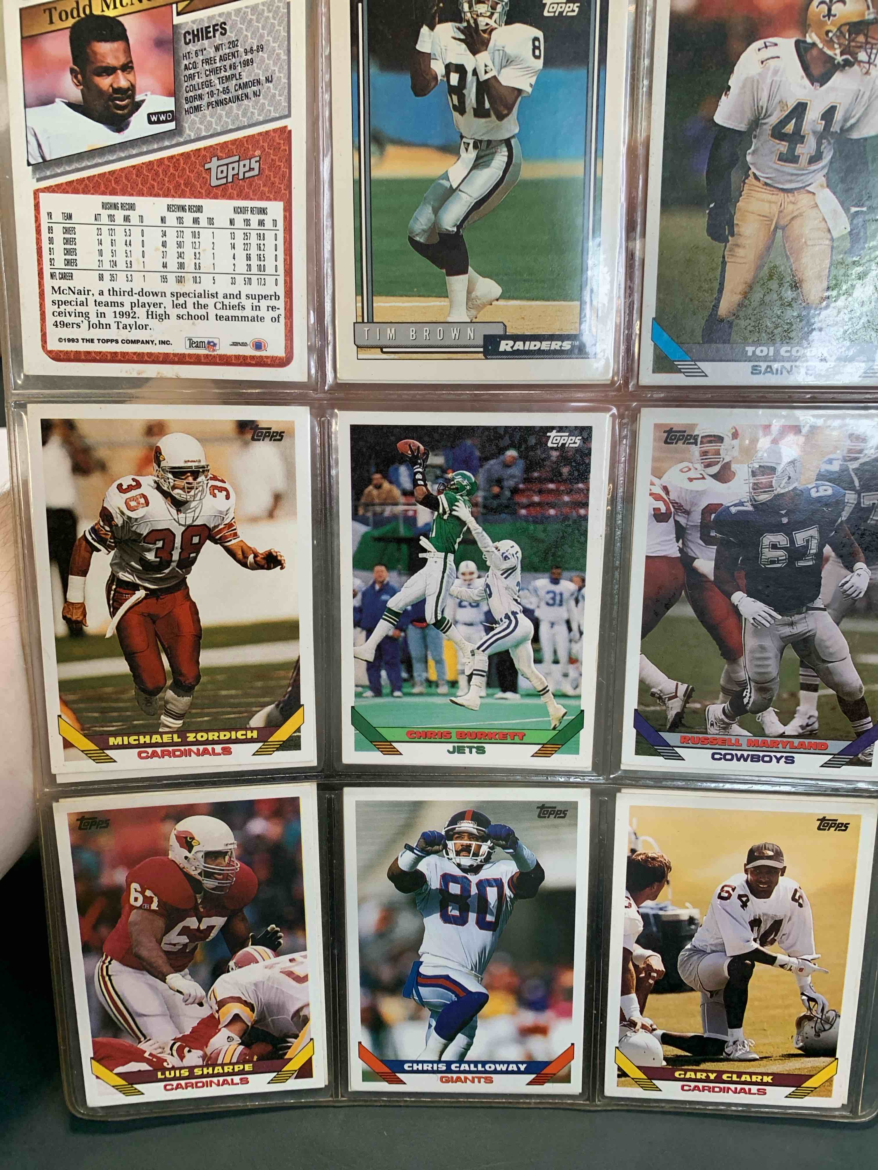 1 page of 90s football cards (17 total)