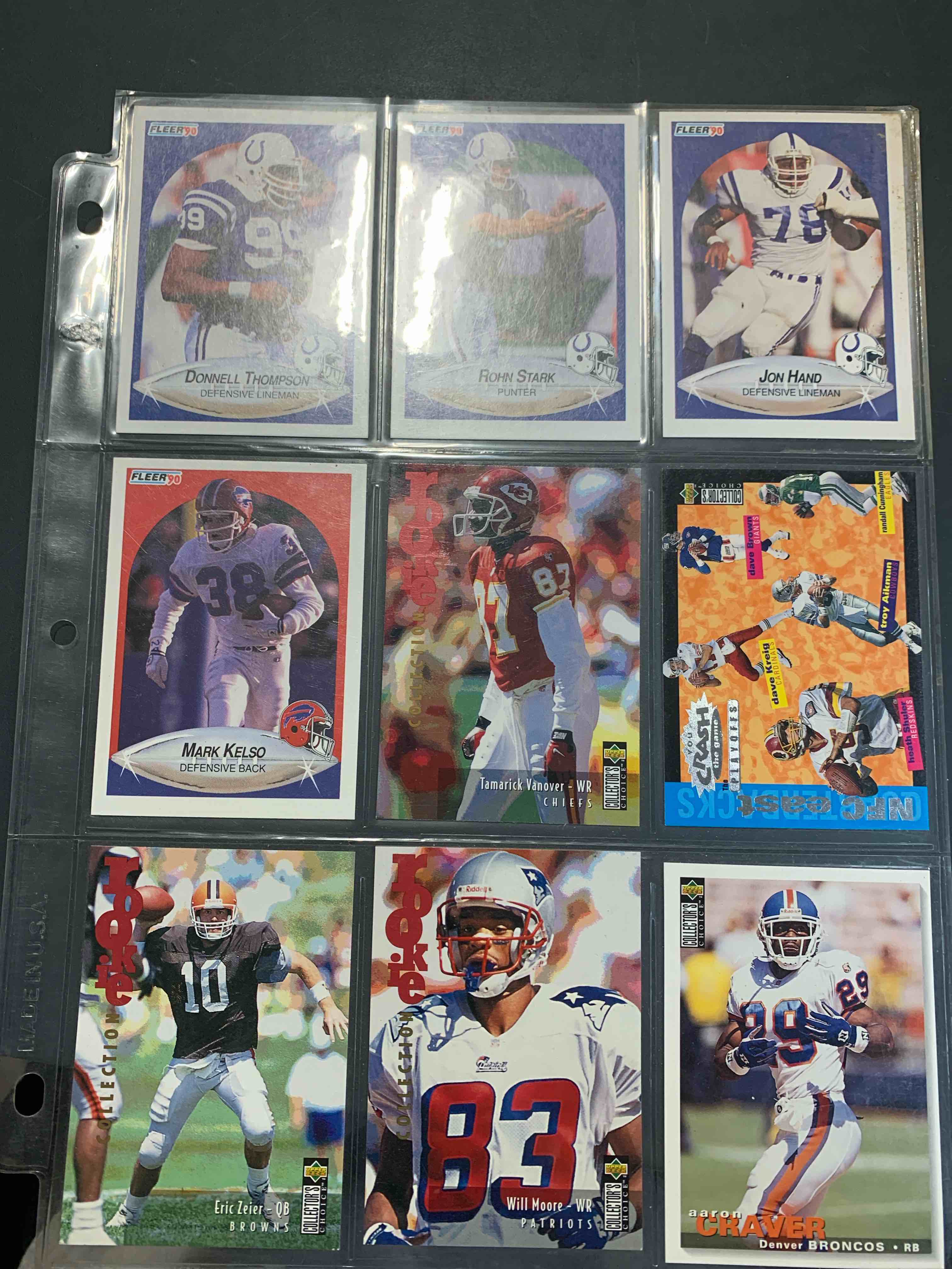 1 page of 90s football cards (9 total)