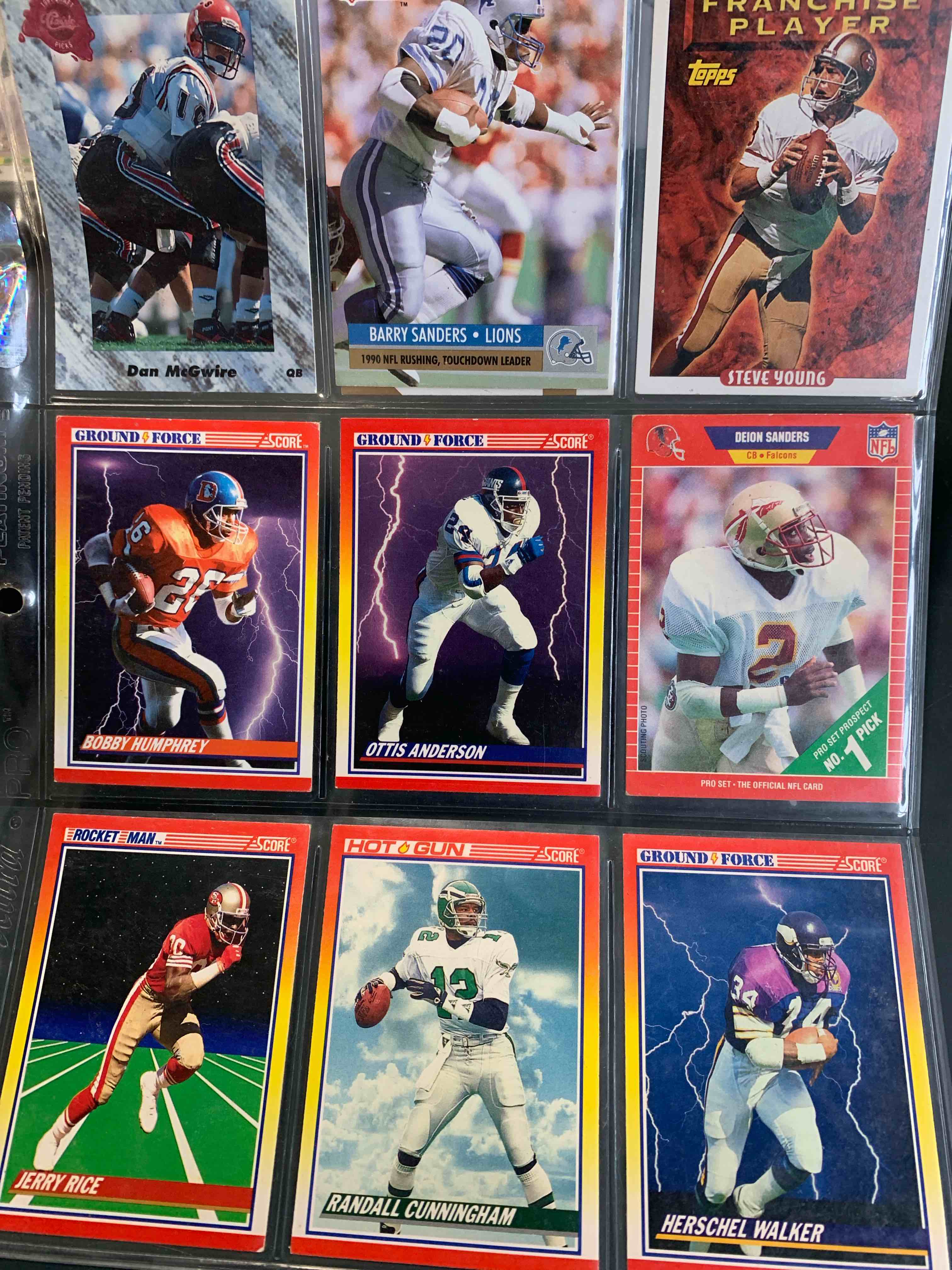 1 page of 90s football cards (10 total)