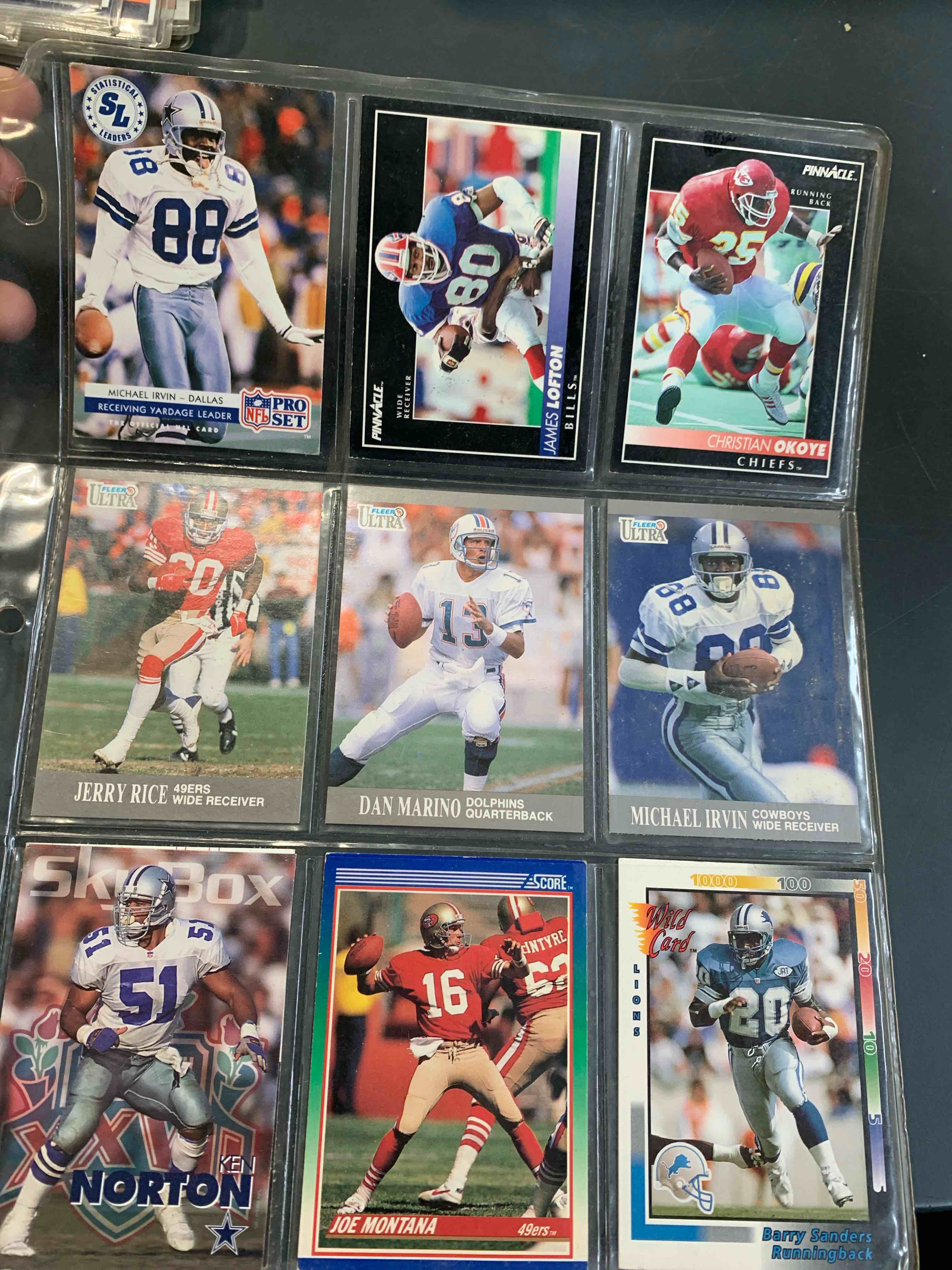 1 page of 90s football cards (10 total)