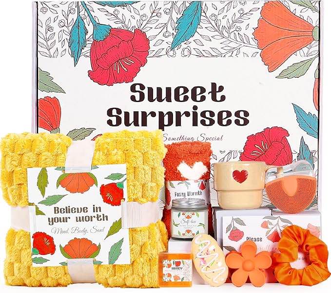 Self Care Gifts for Women, Birthday Gifts for Women, 10pcs Get Well Soon Gift Basket Care Package Thank You Gifts Spa Gifts Unique Gifts for Women Her Mom Best Friend Sister Sweet Surprises Gifts