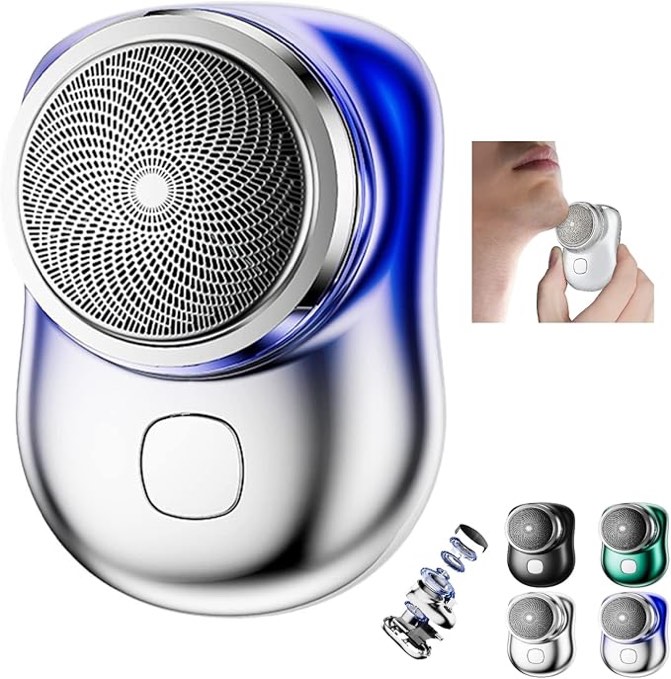 USB Mini Shaver Pocket Portable Electric Shaver, 2023 New Travel Electric Razor Round Shaving Machines for Men, Wet Dry Magic Rechargeable Mini Shavers Mens Electric Razors for Shaving Face (Blue)