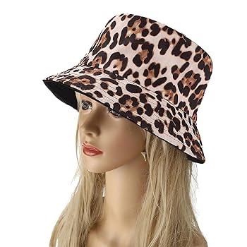 Funny Bucket Hats for Women Men Unisex Summer Fishing Bucket Hat Fashion Outdoor Sun Uv Protection Casual Fishing Hat Large-X-Large Leopard