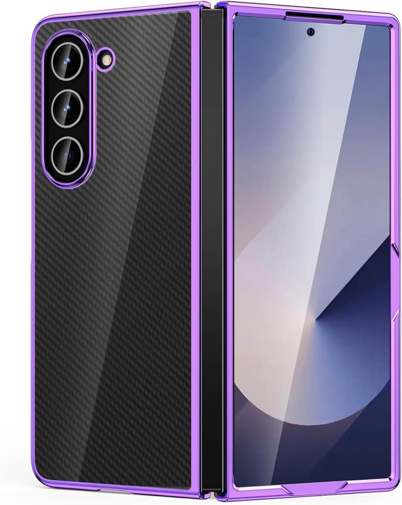 MILPROX Compatible for Galaxy Z Fold 6 Case (2024), Slim Hard Cover Luxury Electroplated Edge, Ultra Thin Shockproof Bumper Folding Gel Shell Protector for Samsung Galaxy Z Fold6 Case-Purple