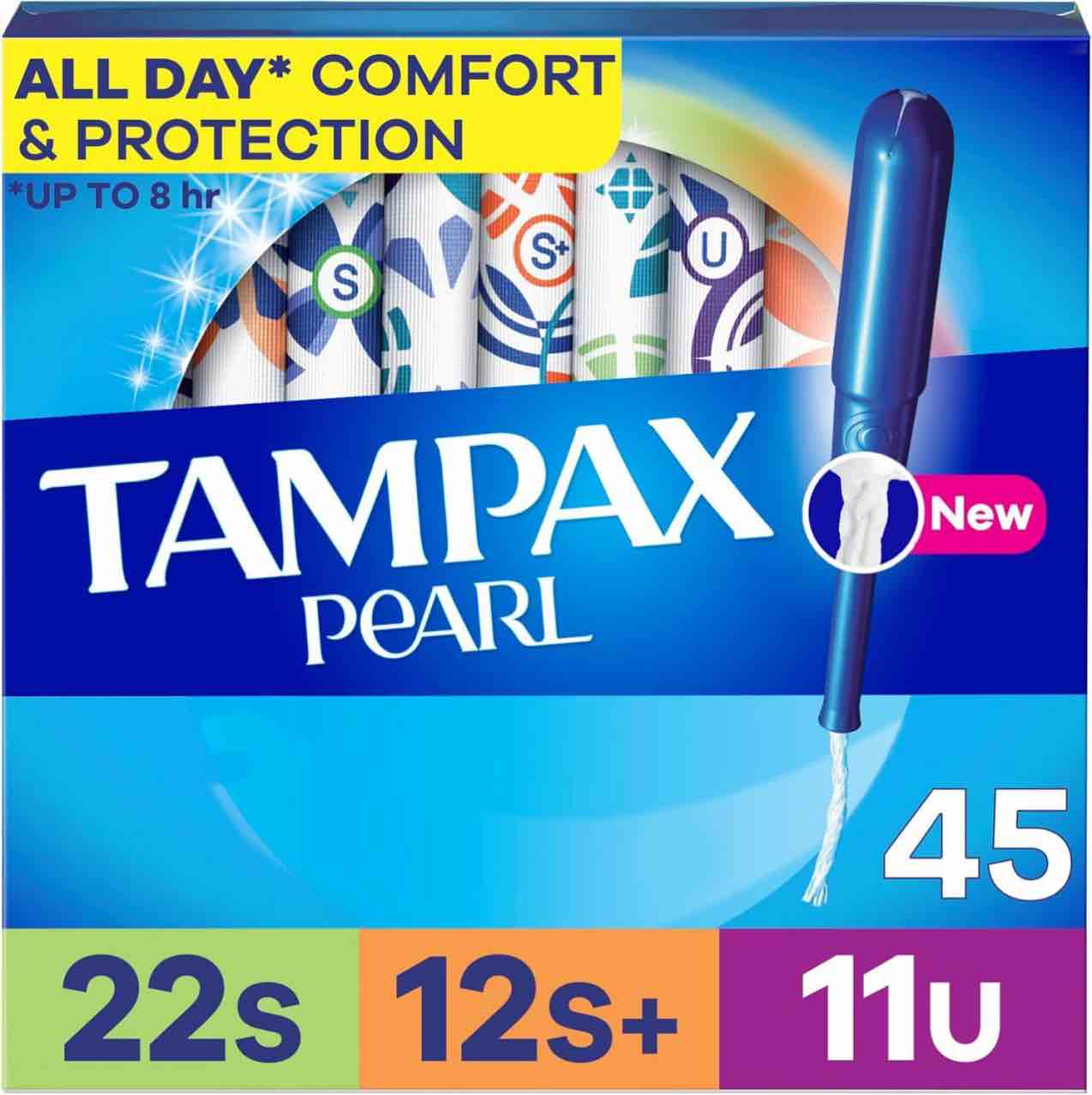tampax pearl tampon multipack w/leakguard braid super/super plus/ultra absorbency 45 ct unscented