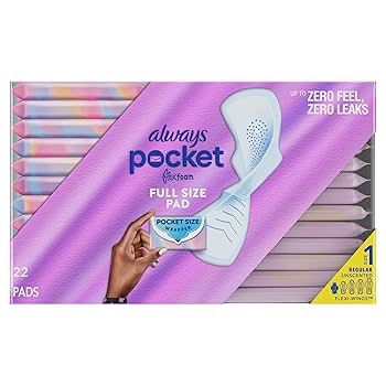 Always Pocket Flexfoam Pads, Size 1, Regular, with Wings, 22 Count