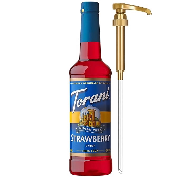Torani Sugar Free Syrup, Strawberry Syrup Sugar Free, Strawberry Syrup for Cocktails, Iced Tea and S
