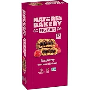 Nature's Bakery Whole Wheat Fig Bars, Raspberry, 1- 12 Count Box of 2 oz Twin Packs (12 Packs), Vega