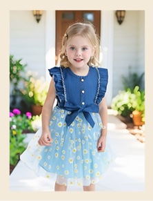 (2-3Years) Girls Flower Dresses Fairy Tutu Party Spring Summer Sun Tulle Dress Sleeveless 2t-7t Little Girl Clothes