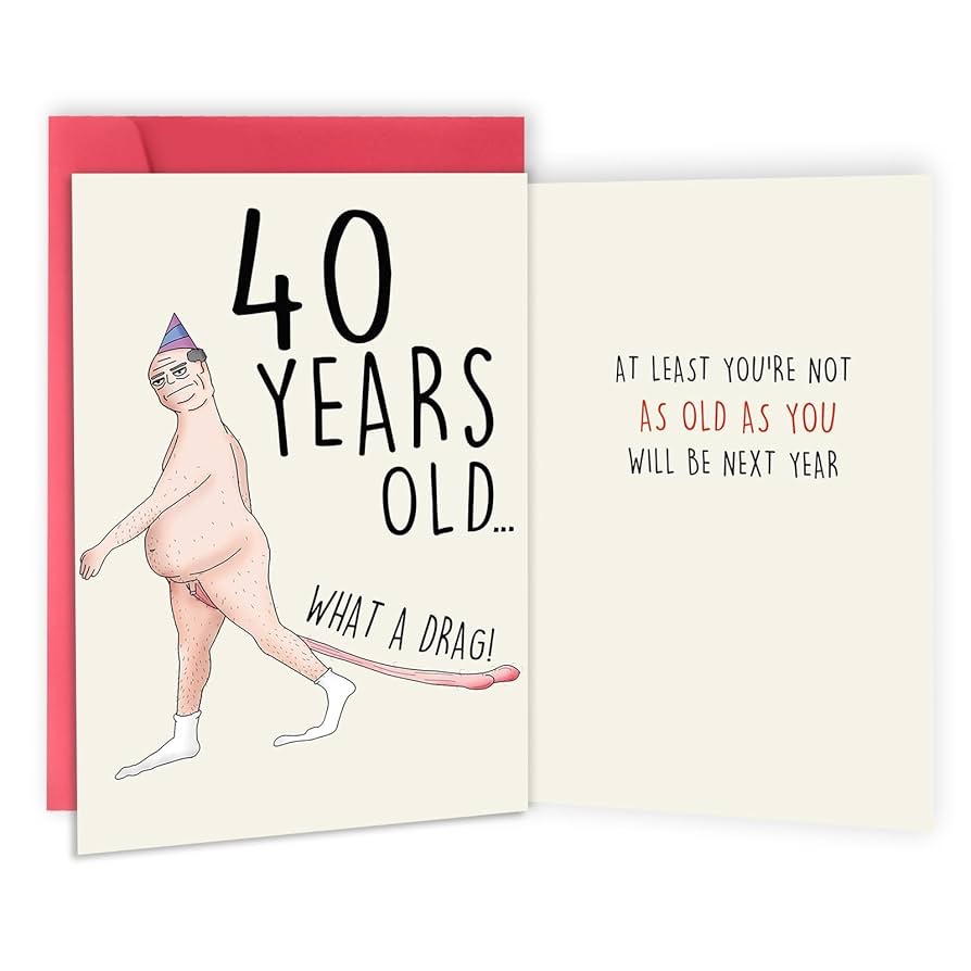 Funny 40th Birthday Card for Men, Best 40 Year Old Birthday Gift for Dad, Unique Birthday Decorations for Him
