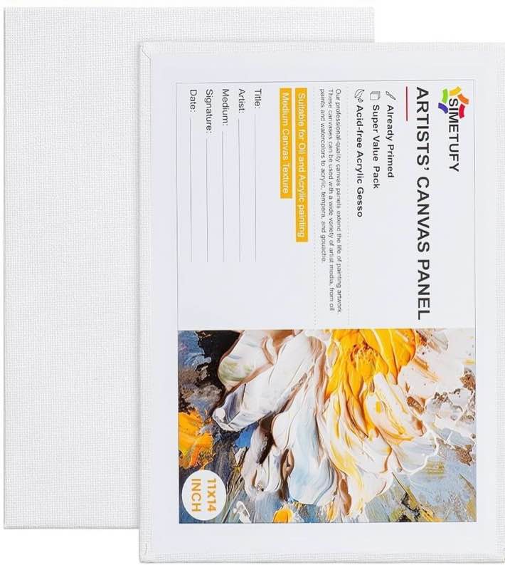 SIMETUFY Artist's Canvas Panels 11 x 14 Inches Super Value Pack 