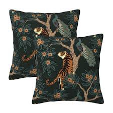 Nezweld Tiger and Peacock Pillow Cover 12x20 Set of 2,Throw Pillow Covers Farmhouse Outdoor Pillow C