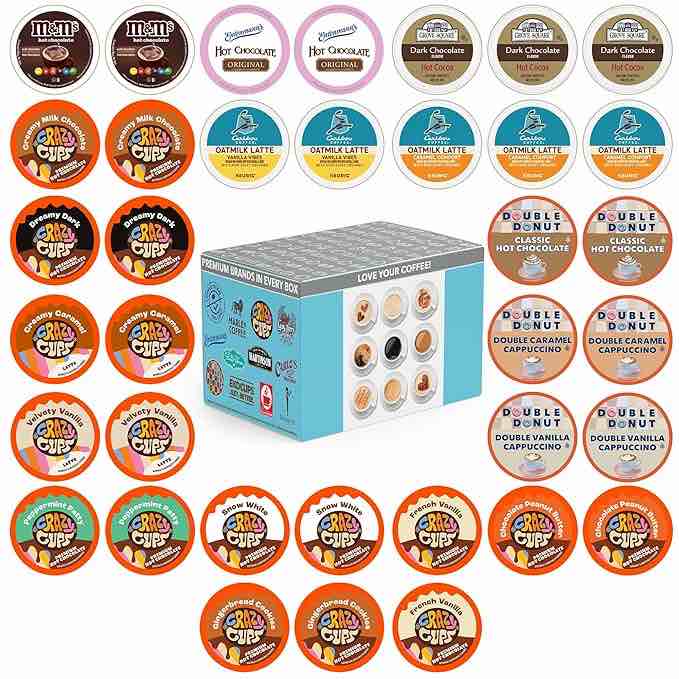 Crazy Cups Cappuccino & Hot Chocolate Variety Pack, Including Flavored Hot Chocolate & Cappuccino Coffee for Keurig K Cup Machines, Coffee Gift Set, Hot Chocolate Gift Set