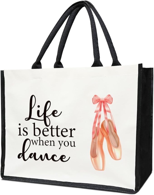 lamocho Ballet Bag Dance Bag, Dance Teacher Gifts, Pink Canvas Tote, Birthday Gifts For Women Daughter-07