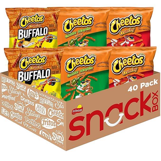 Cheetos Cheese Flavored Snacks, Cheesy & Spicy Favorites with Crunchy, Buffalo, and Cheddar Jalapeno Variety Pack, 1 Ounce (Pack of 40)