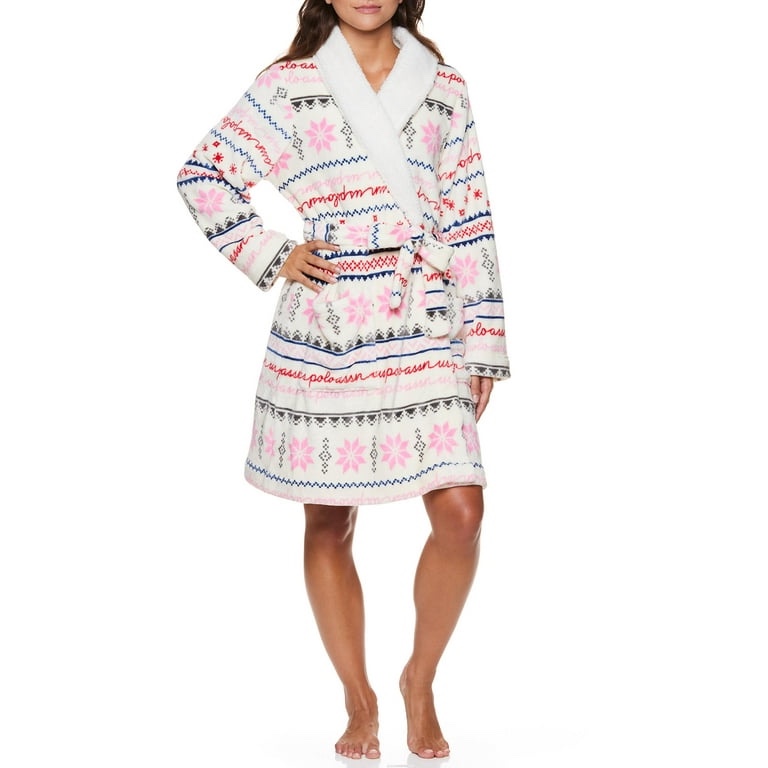 u.s. polo assn. womens plush super soft and warm fleece pajama lounge bath robe