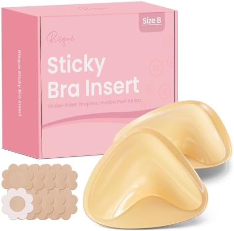 Adhesive Bra Sticky Invisible Strapless Push-Up Silicone Bra for Backless Dress + Non-Adhesive Nipple Covers