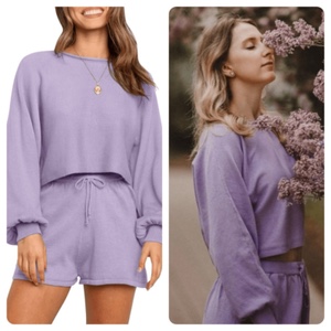 (Size XL) Zesica Long Sleeve Pullover Knit Sweater Purple Loungewear