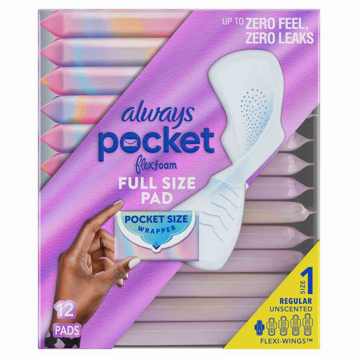Always Pocket Feminine Pads for Women, Size 1