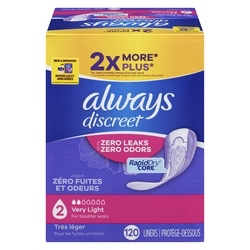 Adult Incontinence & Postpartum Liners for Women, Size 2, Very Light Absorbency, Regular Length