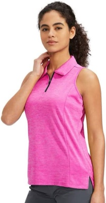 (Medium) Women's Sleeveless Golf Shirt with Zip Up Tennis Quick Dry Tank Tops Polo Shirts for Women Golf Apparel Clothes