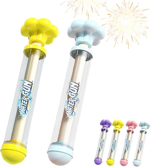 2pcs firework water gun, fireworks water spray toy, romantic firework style water spray toy, beach pool water spray (blue+yellow)