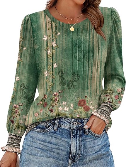zeagoo shirts for women long sleeve blouses casual tunic tops crew neck pleated tshirts 2025 fall fa