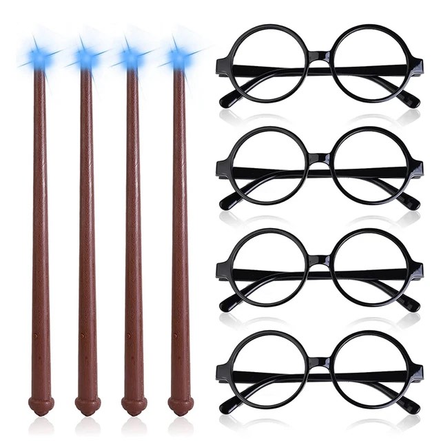 40 pcs light up magic wizard wands and glasses frame, perform school decor for halloween birthday gifts cosplay party costume senior band accessories(black,brown)