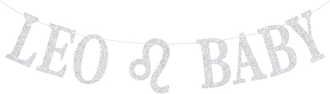 Zodiac Leo Baby Banner, Big Leo Energy, Leo Season, 12 Zodiac Constellations Leo Birthday/Baby Shower Party Decorations, Silver Glitter
