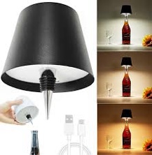 Wireless Bottle Lamp - 2024 New Portable LED Wine Bottle Lamp with 3 Color Changing, Rechargeable Touch Control Table Lamp, Cute Embed LED Night Light for Bedroom/Restaurant/Bar (Black, 2 Pcs)