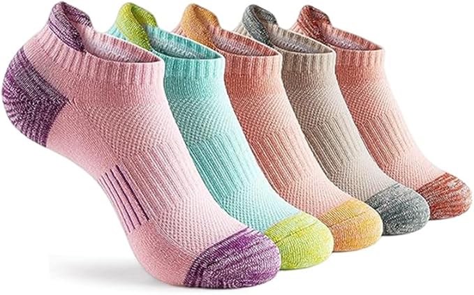 Generic Low Cut Ankle Socks, Assorted Pastel Colors, Pack of 5, 6.5-10.5