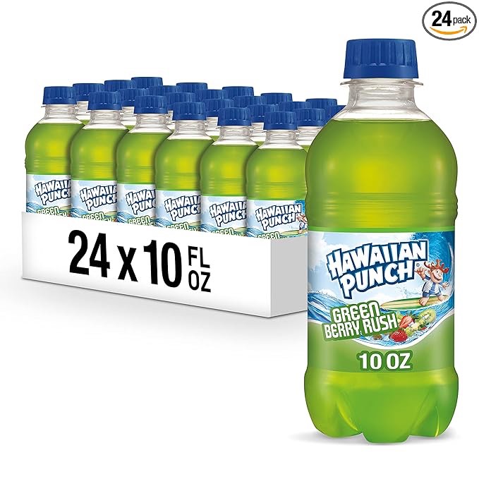 Hawaiian Punch Green Berry Rush Fruit Juice Drink, 10 Fl Oz Bottles, 24 Count 