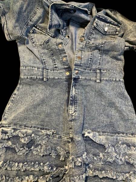 Women's Trend Tassel Denim Jumpsuits Casual Rompers Slim Fit Mini Jeans Overalls Pants Outfits for Party Club Night