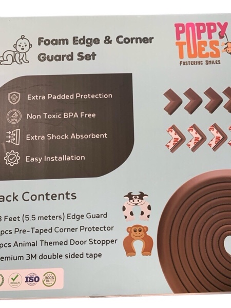 Baby Edge and Corner Protectors Thick - 18 Feet Foam Edge Protector with 8 Foam Corner Guards, 3M Ad