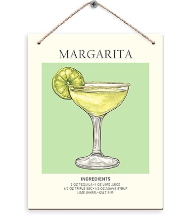 duxmnamg margarita decor hanging wooden signs 10x8, margarita ingredients gifts kitchen wall decor,