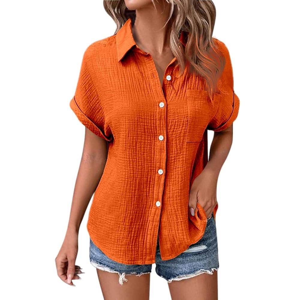 Womens Casual Oversized Button Down Shirt - Medium