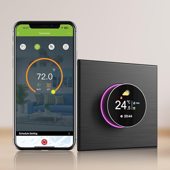 Hombasing Smart Thermostat for Electric Baseboard and in-Wall Heaters Compatible with Alexa, Google Home, with Voice & Remote Control, Power Monitor, Easy Setup, Energy Saving Programmable Thermostat