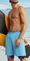 (Large) Mens Swim Trunks with Compression Liner 7 Inch Quick Dry Swimming Beach Board Shorts Bathing Suit with Pockets Blue