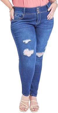 Royalty For Me Wannabettabutt Recycled Micro Fibers Mid-Rise 3 Button Fitted Body Hugging Stretchy (18W)